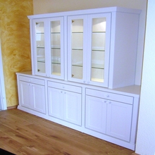 Sideboard mit Aufsatz Massivholz weiß lasiert